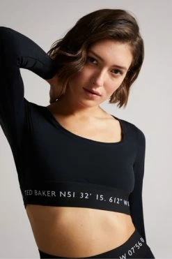 Ted Baker Acamarr Black Long Sleeve Skinny Scoop Neck Top -Tedbaker Sales 2024 unnamed file 2426