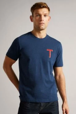 Ted Baker Navy Blue Tedford Short Sleeve Varsity 'T' T-Shirt -Tedbaker Sales 2024 unnamed file 2443