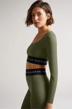 Ted Baker Acamarr Dark Green Long Sleeve Skinny Scoop Neck Top -Tedbaker Sales 2024 unnamed file 2467