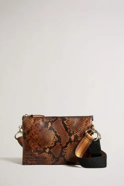 Ted Baker Darceys Brown Branded Webbing Snake Detail Cross Body Bag
