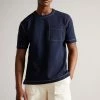Ted Baker Artizan Navy Blue Short Sleeve Textured T-Shirt -Tedbaker Sales 2024 unnamed file 2484