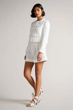 Ted Baker White Alera Cropped Boxy Jacket With Cargo Styling -Tedbaker Sales 2024 unnamed file 2511