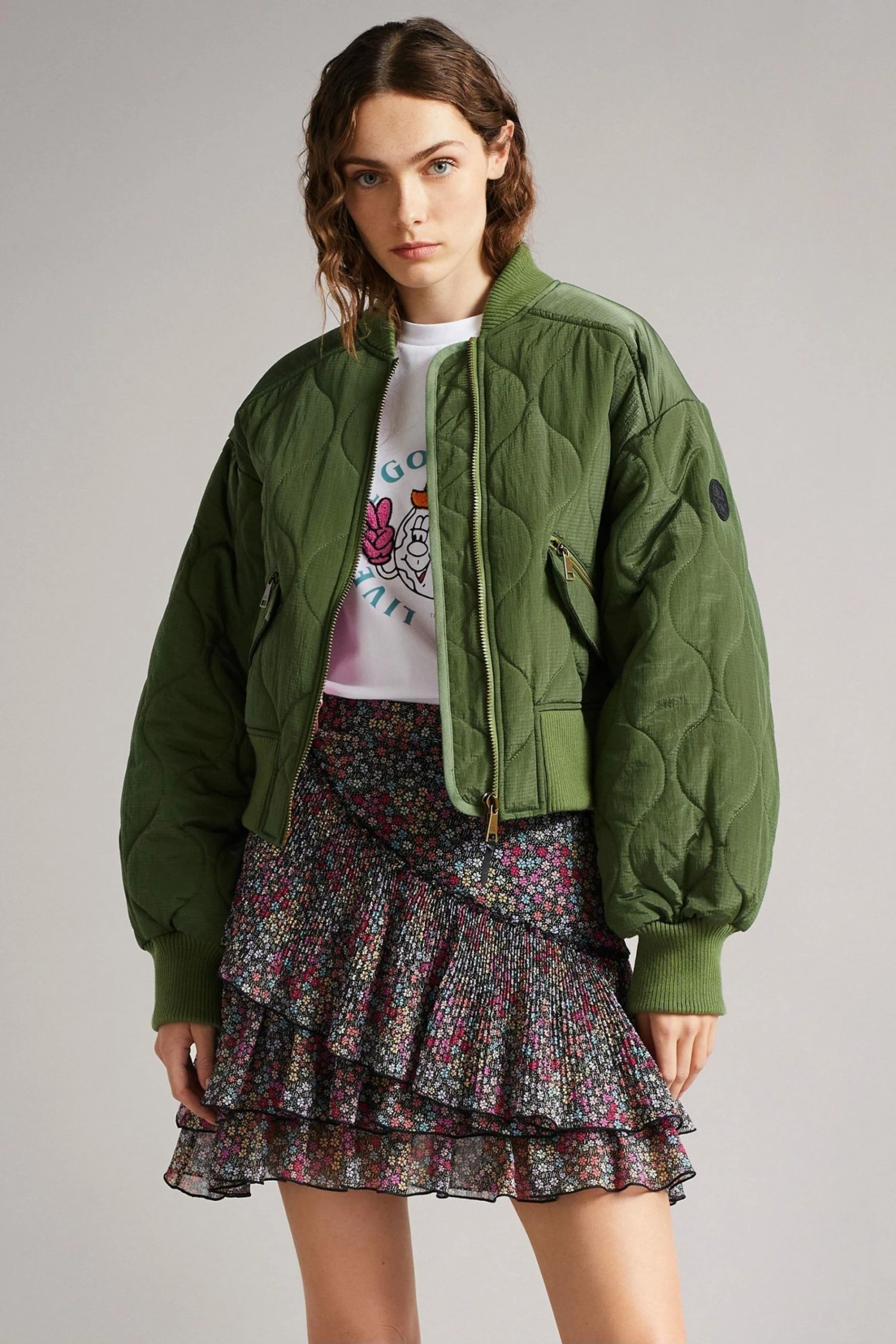 Ted Baker Green Aelexis Onion Quilted Bomber Jacket 3 Ted Baker Green Aelexis Onion Quilted Bomber Jacket
