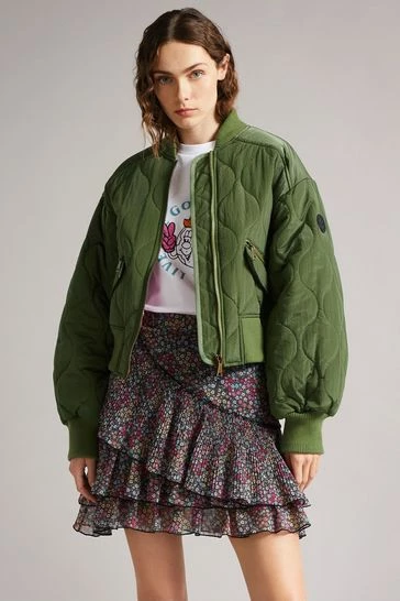 Ted Baker Green Aelexis Onion Quilted Bomber Jacket 7 Ted Baker Green Aelexis Onion Quilted Bomber Jacket - Image 5