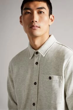 Ted Baker Ecru Bromlee Long Sleeve Heavyweight Jersey Overshirt -Tedbaker Sales 2024 unnamed file 2566