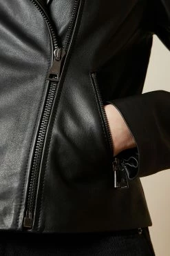 Ted Baker Black Janeal Leather Biker Jacket -Tedbaker Sales 2024 unnamed file 2579
