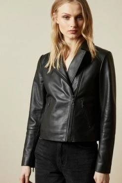 Ted Baker Black Janeal Leather Biker Jacket -Tedbaker Sales 2024 unnamed file 2580