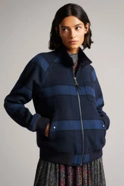 Ted Baker Leinora Blue Relaxed Fit Check Harrington Jacket -Tedbaker Sales 2024 unnamed file 2597