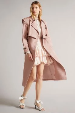 Ted Baker Talya Dusky Pink Pu Coated Mac