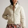 Ted Baker Cream Glorie Cropped Padded Leather Bomber Jacket -Tedbaker Sales 2024 unnamed file 2641