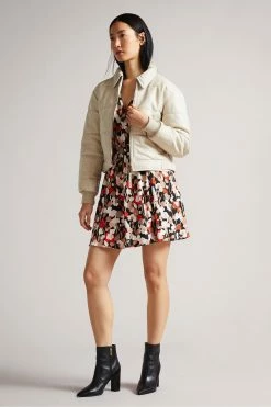 Ted Baker Cream Glorie Cropped Padded Leather Bomber Jacket -Tedbaker Sales 2024 unnamed file 2643