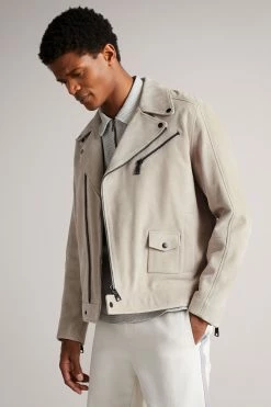 Ted Baker Grey Lowca Suede Biker Jacket -Tedbaker Sales 2024 unnamed file 2648