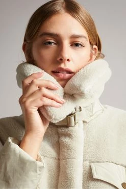 Ted Baker Liilla Cream Mixed Fabric Borj Padded Jacket -Tedbaker Sales 2024 unnamed file 2713