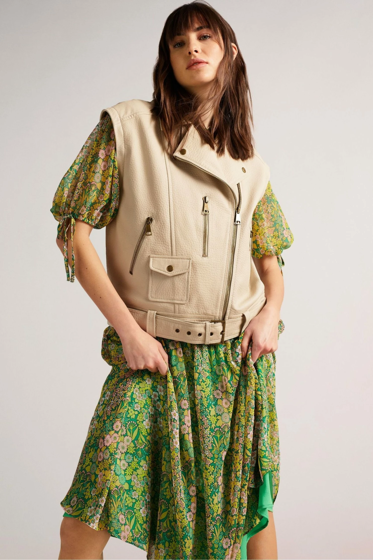 Ted Baker Valerii Ivory Oversized Biker Jacket 6 Ted Baker Valerii Ivory Oversized Biker Jacket - Image 4