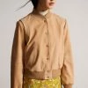 Ted Baker Benia Brown Cropped Suede Deep Rib Bomber Jacket -Tedbaker Sales 2024 unnamed file 2807