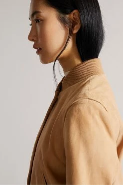 Ted Baker Benia Brown Cropped Suede Deep Rib Bomber Jacket -Tedbaker Sales 2024 unnamed file 2809