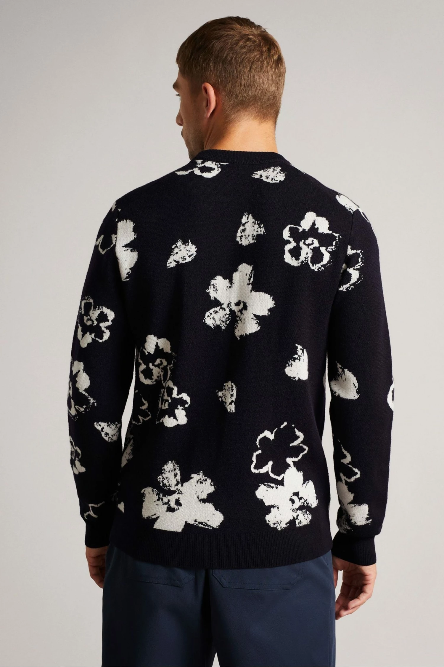 Ted Baker Navy Blue Sandsen Flower Graphic Crew Neck Jumper 4 Ted Baker Navy Blue Sandsen Flower Graphic Crew Neck Jumper - Image 2