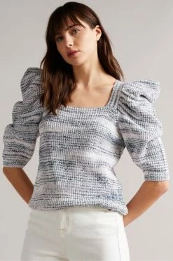 Ted Baker Aspel White Cotton Sleeve Detailed Knit Jumper -Tedbaker Sales 2024 unnamed file 2889