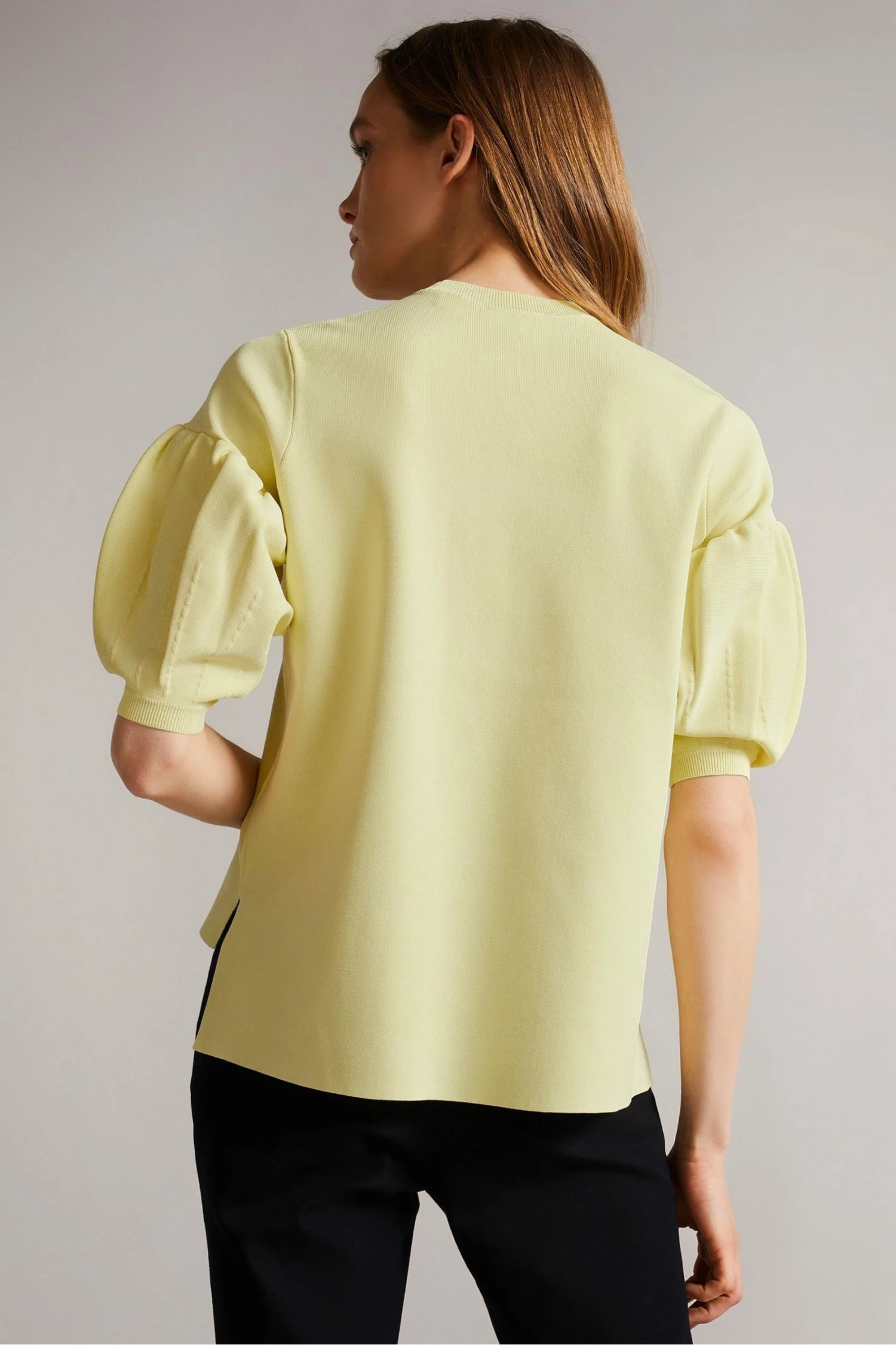 Ted Baker Capria Yellow Full Needle Puff Sleeve Knit Top 4 Ted Baker Capria Yellow Full Needle Puff Sleeve Knit Top - Image 2