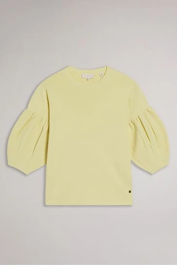 Ted Baker Capria Yellow Full Needle Puff Sleeve Knit Top 10 Ted Baker Capria Yellow Full Needle Puff Sleeve Knit Top - Image 8