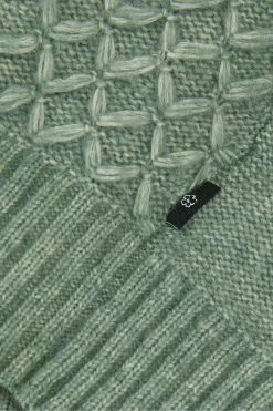 Ted Baker Green Brokhol Mixed Stitch Crew Neck Jumper -Tedbaker Sales 2024 unnamed file 2960