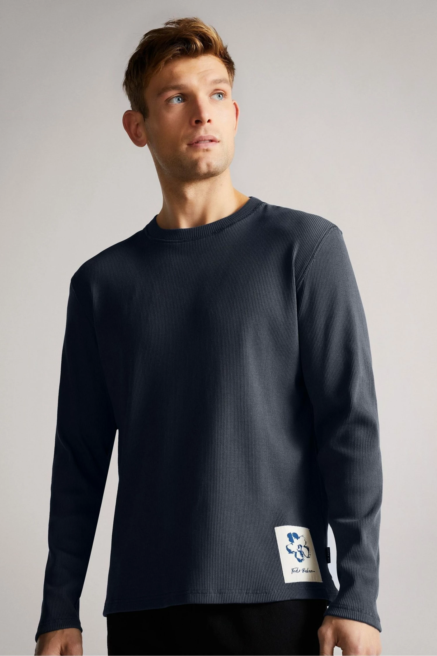 Ted Baker Navy Blue Hertfod Long Sleeved Ribbed Top 3 Ted Baker Navy Blue Hertfod Long Sleeved Ribbed Top