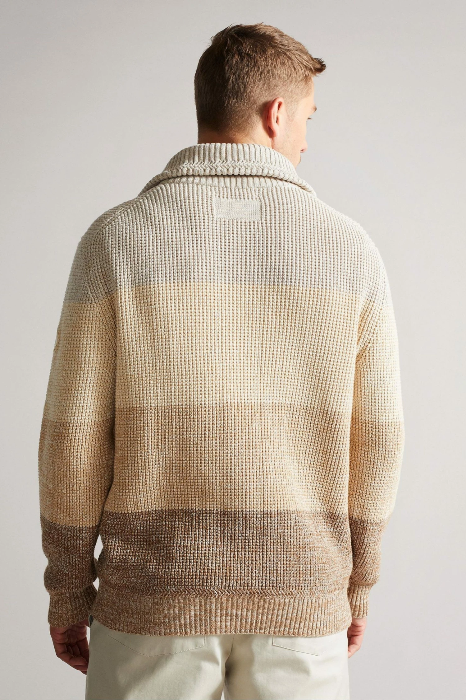 Ted Baker Heathh Tan Brown Mib Waffle Striped Knit Jumper 4 Ted Baker Heathh Tan Brown Mib Waffle Striped Knit Jumper - Image 2