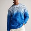 Ted Baker Moir Blue Spray Dye Crew Jumper -Tedbaker Sales 2024 unnamed file 3159
