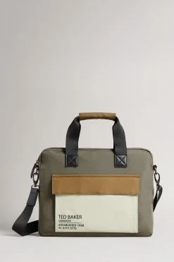 Ted Baker Freds Khaki Colourblock Document Bag