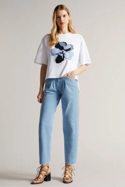 Ted Baker Blue Zandin Lt-Wash Barrel Leg With Front Yoke And Pleat Detail Trousers -Tedbaker Sales 2024 unnamed file 3222