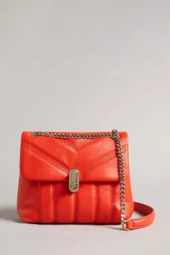 Ted Baker Red Ayalina Leather Puffer Quilt Detail Mini Xbody Bag