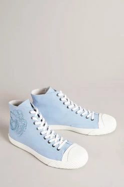 Ted Baker Rannip Blue Magnolia Embroidered High-Top Sneakers