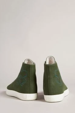 Ted Baker Rannip Khaki Green Magnolia Embroidered High-Top Sneakers -Tedbaker Sales 2024 unnamed file 3690