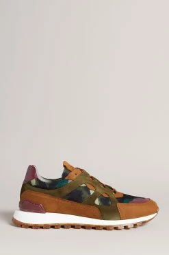 Ted Baker Andraen Khaki Green Camo Printed Runner Sneakers