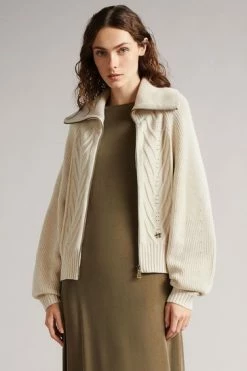 Ted Baker Natural Jordiyn Zip Front High Neck Knitted Sweater -Tedbaker Sales 2024 unnamed file 3735