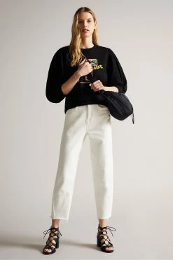 Ted Baker Falici Black Large Sleeve Sweatshirt With T Graphic -Tedbaker Sales 2024 unnamed file 3753