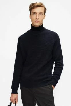 Ted Baker Blue Hansan Textured Crew Neck Sweater -Tedbaker Sales 2024 unnamed file 3775
