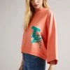 Ted Baker Pink Romana Coral Cropped Sweat With 3/4 Sleeve -Tedbaker Sales 2024 unnamed file 3776