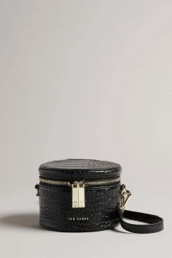 Ted Baker Black Croc Detail PU Mini Drum Bag