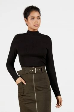 Ted Baker Black Stormix Long Sleeve Rib Top