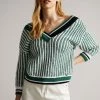 Ted Baker Edora Mid Green V-Neck Stitch Detailed Sweater -Tedbaker Sales 2024 unnamed file 3942