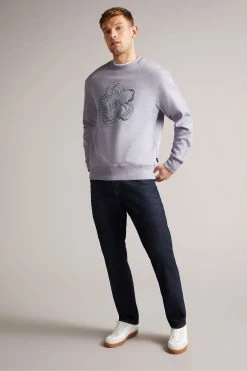 Ted Baker Mens Purple Carick Long Sleeved Embroidered Flower Sweatshirt -Tedbaker Sales 2024 unnamed file 3969