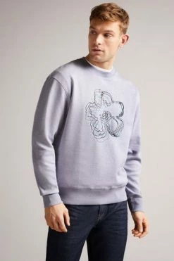 Ted Baker Mens Purple Carick Long Sleeved Embroidered Flower Sweatshirt -Tedbaker Sales 2024 unnamed file 3971