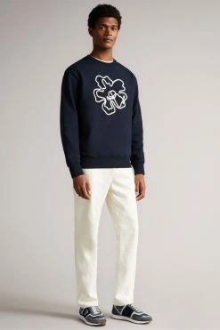 Ted Baker Leswin Navy Blue Relaxed Fit Magnolia Sweatshirt