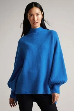 Ted Baker Rruuby Oversized Blue Funnel Neck Sweater -Tedbaker Sales 2024 unnamed file 3994