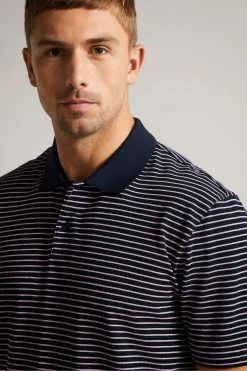 Ted Baker Blue Ravens Short Sleeve Striped Pique Polo Shirt -Tedbaker Sales 2024 unnamed file 4003