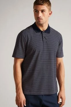 Ted Baker Blue Ravens Short Sleeve Striped Pique Polo Shirt -Tedbaker Sales 2024 unnamed file 4006
