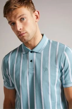 Ted Baker Men's Blue Kimbell Short Sleeve Striped Polo Shirt -Tedbaker Sales 2024 unnamed file 4072