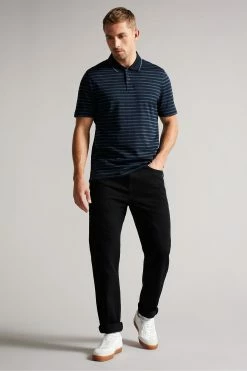 Ted Baker Navy Blue Tildarg Short Sleeve Logo Striped Polo Shirt -Tedbaker Sales 2024 unnamed file 4084