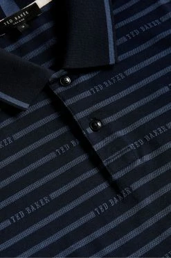 Ted Baker Navy Blue Tildarg Short Sleeve Logo Striped Polo Shirt -Tedbaker Sales 2024 unnamed file 4086